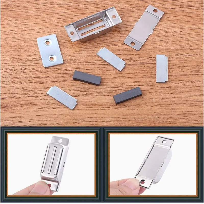 Cabinet Door Magnetic Catch Furniture Closet Catches Latch with 2 Strong Magnets Stainless Steel Kitchen Cupboard Closure Catch