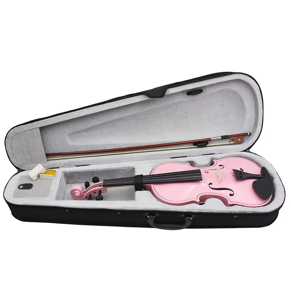 Pink Violin 4/4 Maple Panel Gift For Beginners Violin Lovely Present Suitable Music Course Study Ornament With Practical Parts