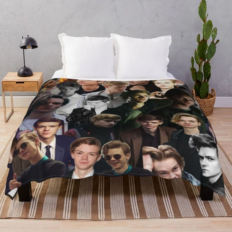 Thomas Brodie-Sangster Collage Thick Blankets Fce Winter Breathable Throw Blanket For Bed Sofa Travel Cinema