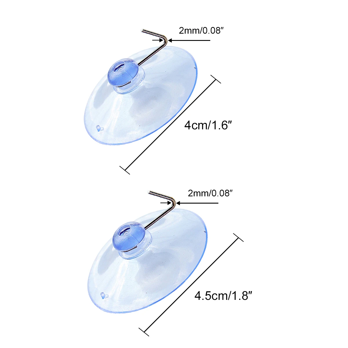 10x Transparent Suction Cups Non-Tracking Stainless Steel Hooks Daily Products Storage Kitchen Supplies