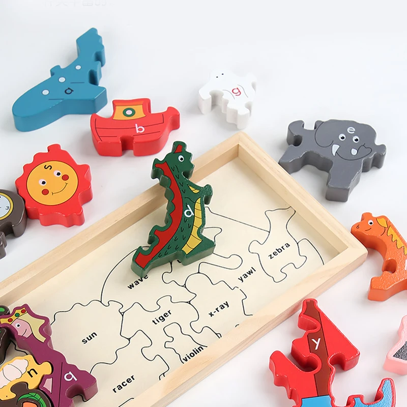 Wooden Animal Blocks Montessori Toys for Kids