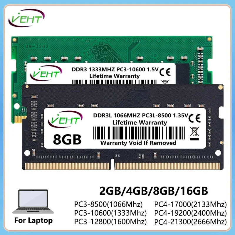 thumbnail image 1 of Memoria Ram DDR3 DDR3L DDR4 de 4GB, 8GB y 16GB para computadora portátil PC2 6400 5300 PC3 PC3L 1066 1333 1600 MHz PC4 2133 2400 2666 MHz Sodimm, 1 of 5