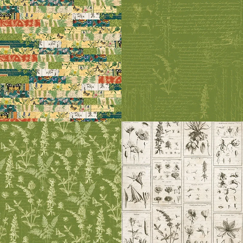 24Sheets/Set Vintage Flower Material Ppaper DIY Scrapbooking Journal Base Collage Photo Props Gift Wrapping Decoration Paper