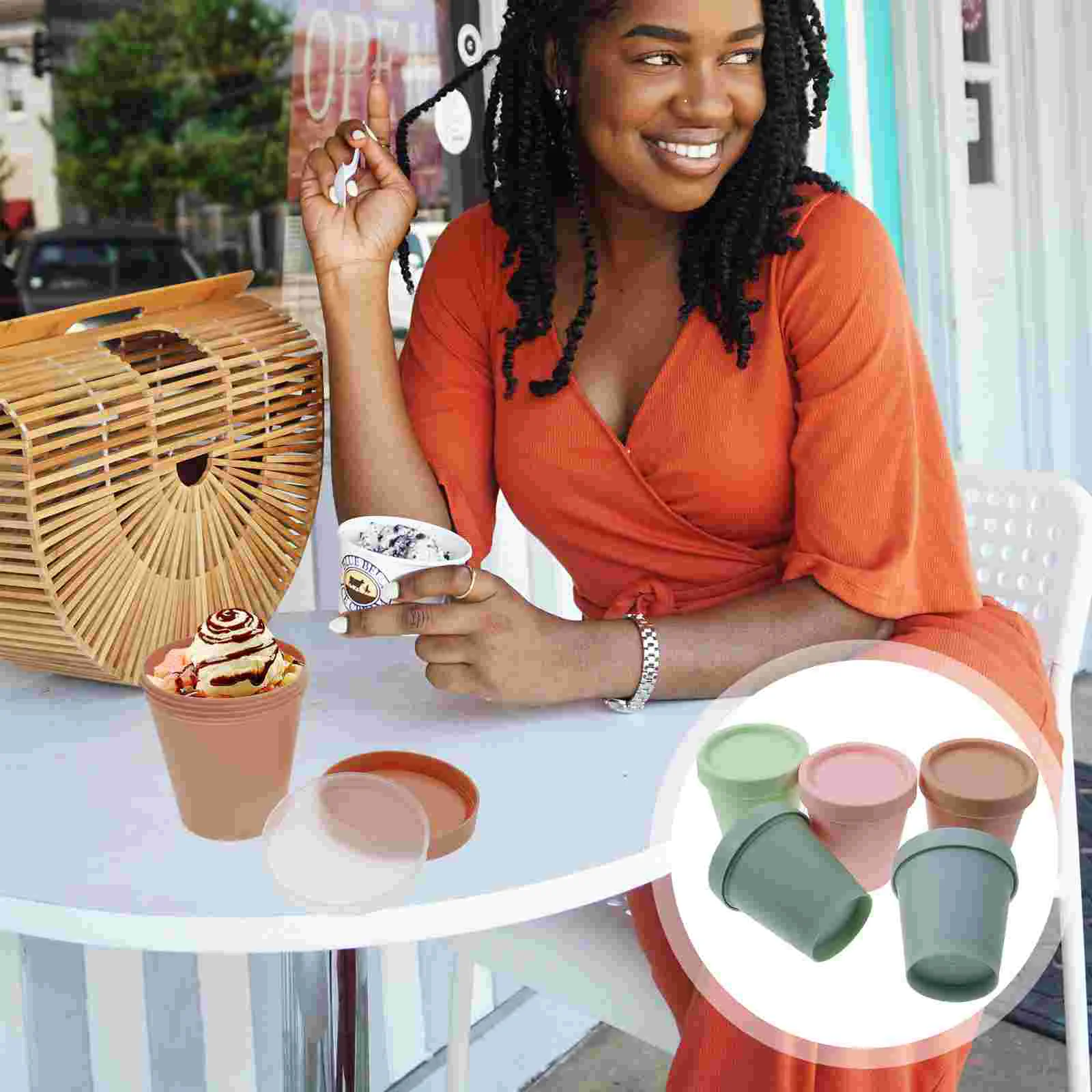 

5pcs Portable Ice Cream Box Fruit Storage Box Freezer Container Ice Cream Container for Refrigerator