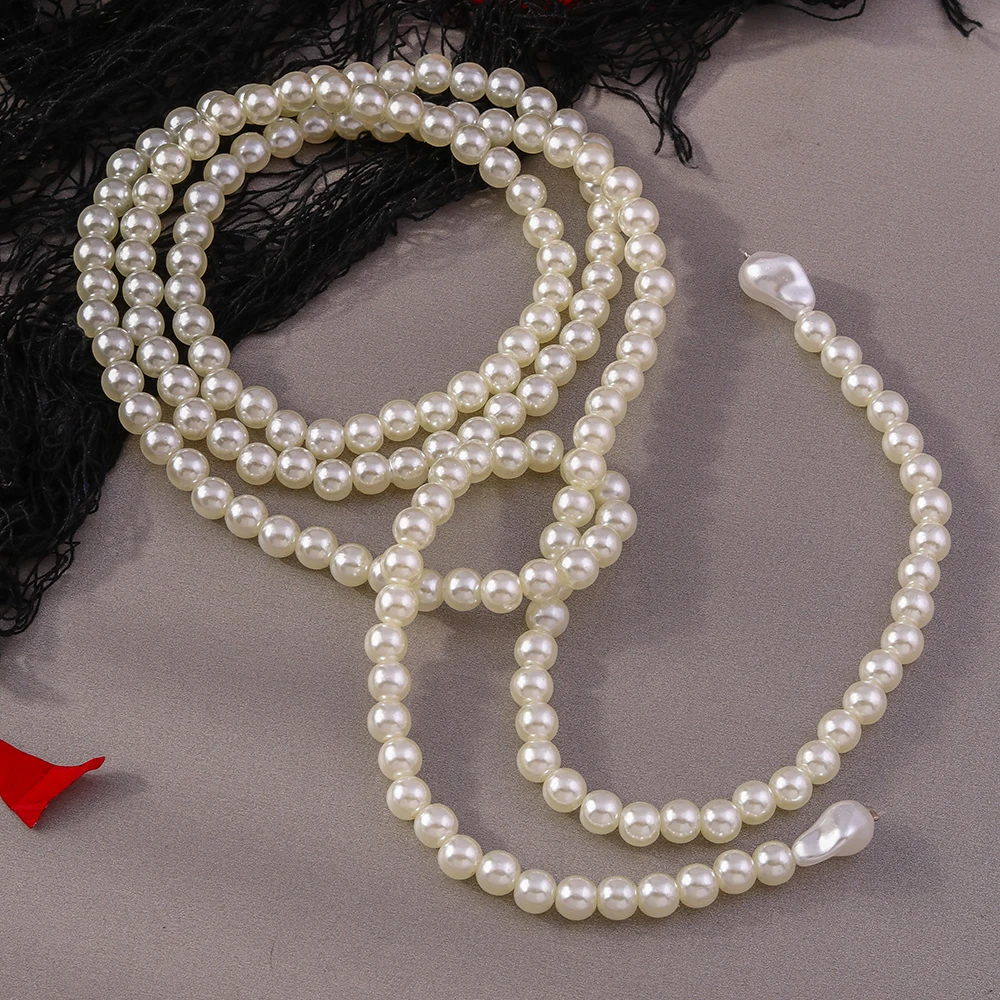 Aihua Extravagante Lange Imitationsperlen-Halskette für Damen, Modischer Partyschmuck für Bankette und Geschenke – Detail 6