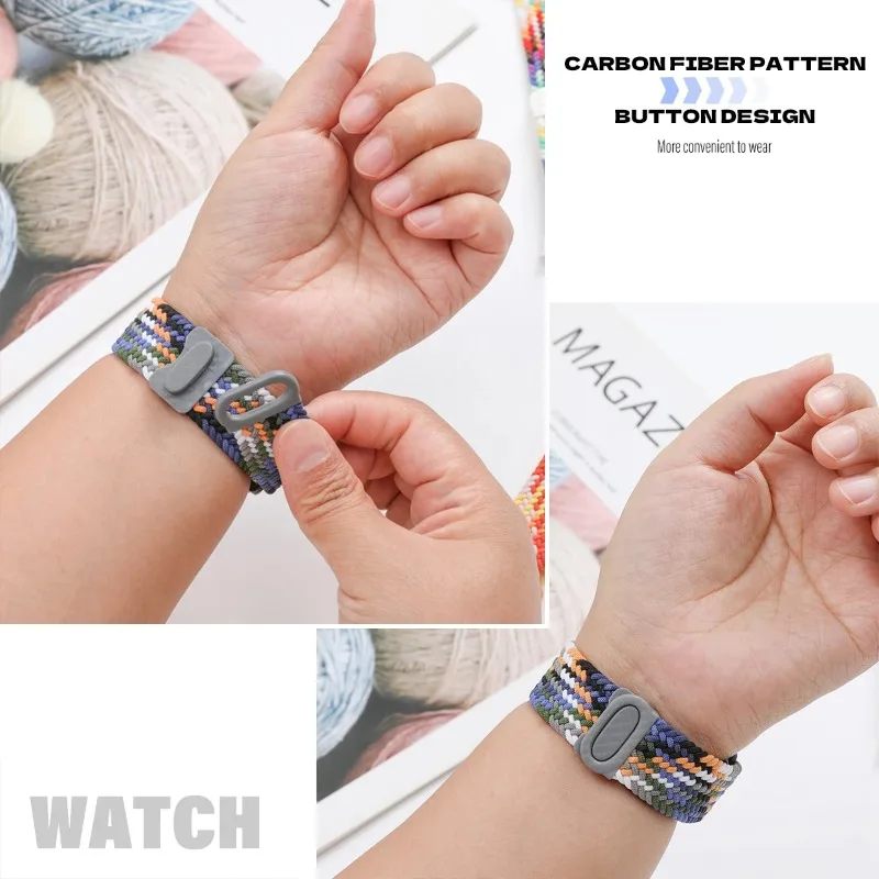 Braided Nylon Adjustable Smartwatch Wristband Bracelet - Universal Fit, Enhanced Comfort and Durability