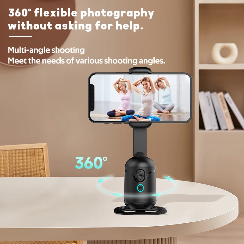 스마트 360 ° 자동 얼굴 추적 휴대폰 셀카봉 회전 거치대 제스처 일시 정지 비디오 브이로그 라이브 짐벌 안정기 삼각대