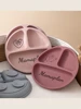 Personalized Name Baby Silicone Tableware Kids Training Feeding Plate With Sucker BPA Free Solid Color Baby Food Storage Bowl 3