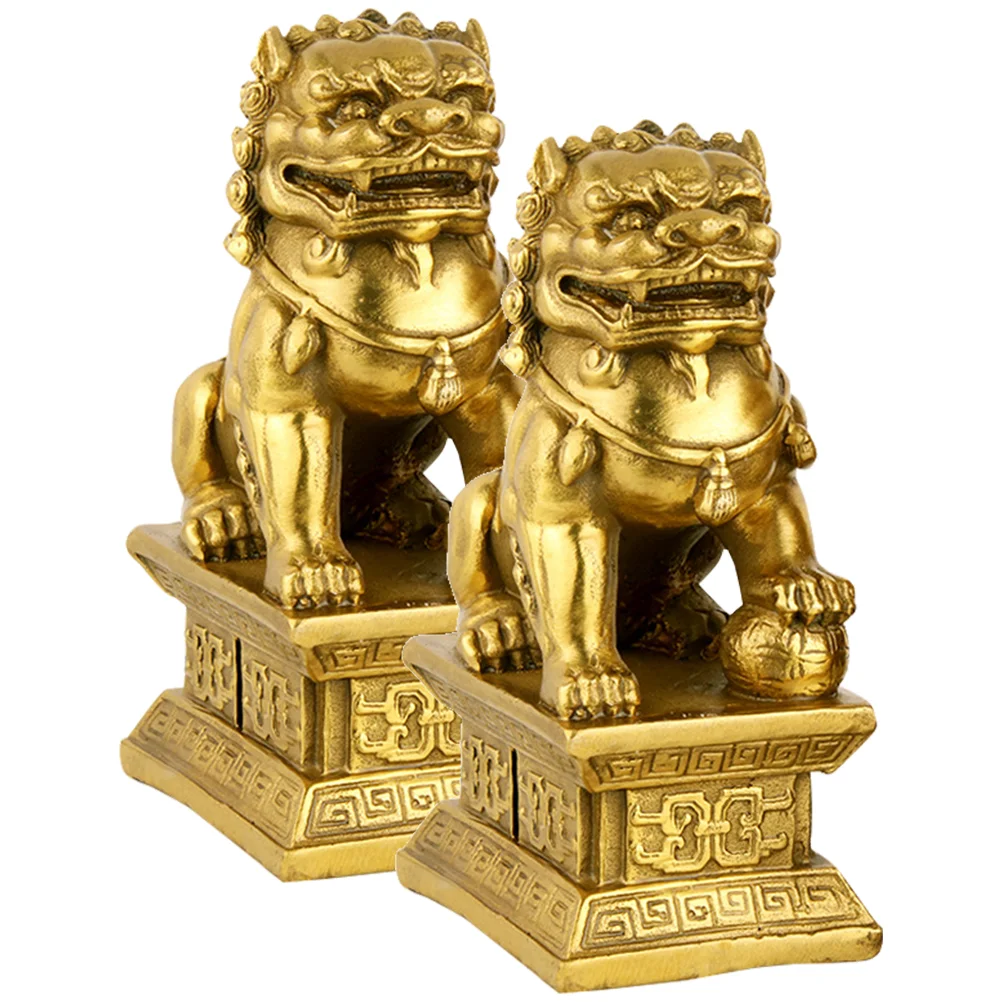 

2pcs Decorative Lion Statue Resin Lion Shape Decors Lion Model Tabletop Lion Adorns