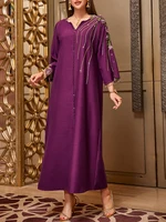 Mia Muse Dubai Luxury 2025 Abaya Dress Islamic Party Wear Women's V-Neck Long Sleeve Embroidered Maxi Gown Eid Night UAE Designe 1