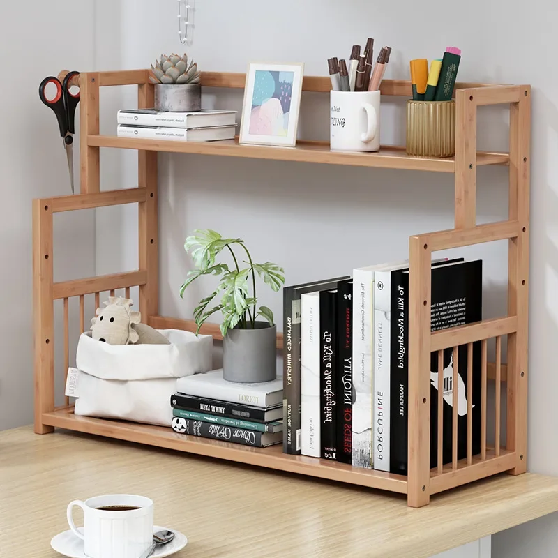 Wood 3 Layers Bookshelf Desk Organizer Student Book Holder Home Sundries Storage Shelve Kitchen Seasoning Rack Desk Accessorie