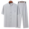 Linen Embroidery Hanfu Shirts Pants Sets Chinese Style Suit Male Traditional Tang Kung Fu Taichi Top Pants Summer Men Cotton