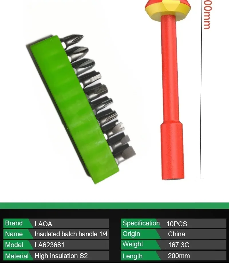 LAOA1/4 Multifunktionaler Sechskant-Steckschlüssel-Schraubendreher 1000V Isolierter Steckschlüssel-Schraubendreher Speziell für Elektriker – Detail 5