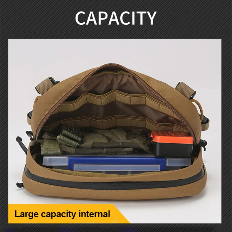 Description Picture 6 of itemTactical Fishing Vest Chest Bag Tackle Waist Bag Large Multi-pockets Rig Pouch Outdoor Sports Camping Hiking Hunting Fanny Pack
