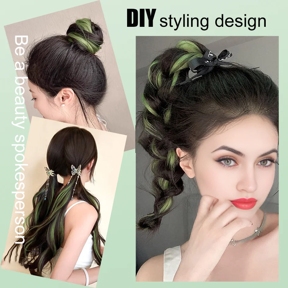 Synthetic 18 inch wig braid, children's self winding colorful ponytail, dopamine dye, meatball hair loop, ponytail braid, divine