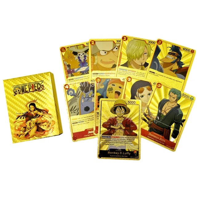 Novo 55pcs One Piece Cards Em Inglês Luffy Zoro Nami Cartão De Plástico De  Ouro Rare Collection Battle Trainer Cartão Crianças Brinquedos Presente -  AliExpress