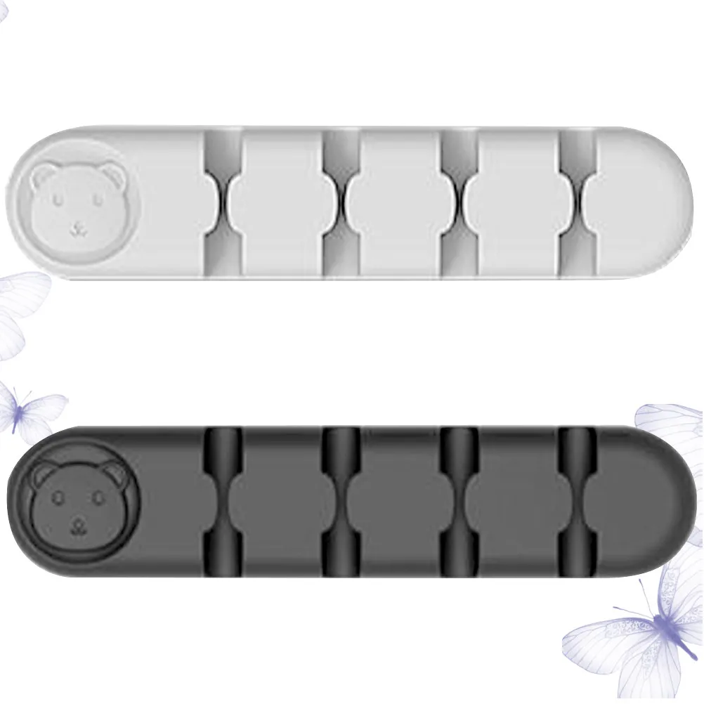 2Pcs 케이블 정리기 자체 접착식 실리콘 코드 홀더 충전용 데스크 와이어 관리 클립 USB 오디오 케이블 관리