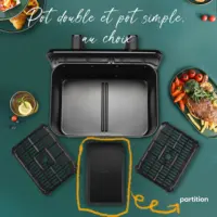 Friteuse à air chaud double panier 9 L XXL 2200w friteuse à air multifonction programmes automatiques avec écran tactile LED friteuse à air chronoméable 6