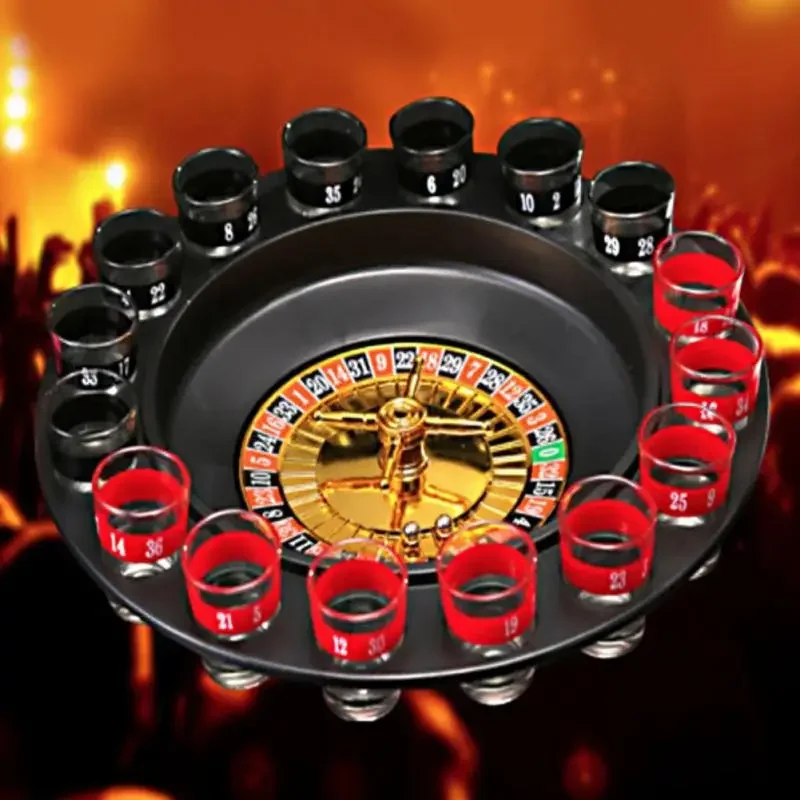 Bar Funny Tools Russia Turntable Shot Glass Russian Drinking Roulette Game Set 16 Shots