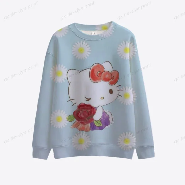 thumbnail image 1 of Sudadera con capucha para mujer, diseño de Hello Kitty, bonita, para primavera, otoño e invierno, informal, con dibujos animados, 1 of 5