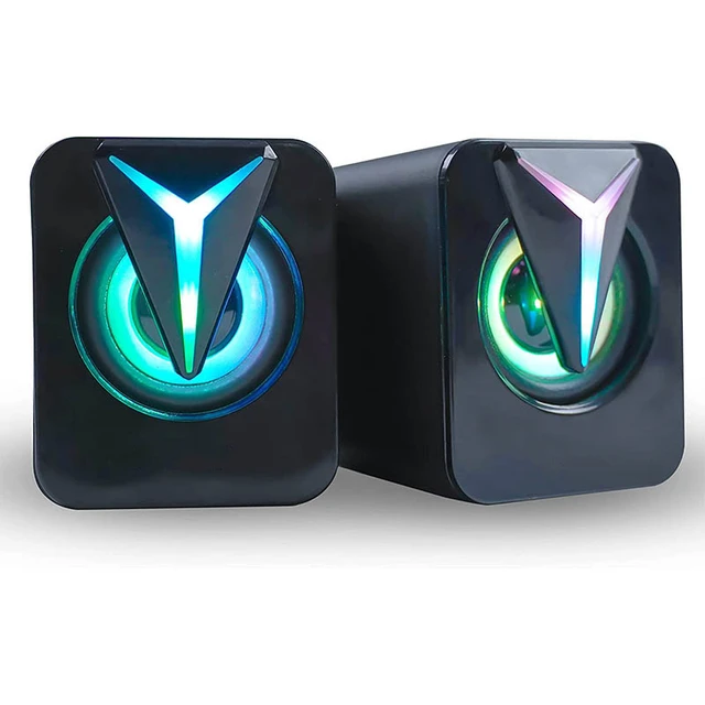 Altavoces para ordenador, Altavoz para PC Sonido estéreo Altavoz multimedia  con alimentación USB y luz LED de colores para PC portátil de sobremesa