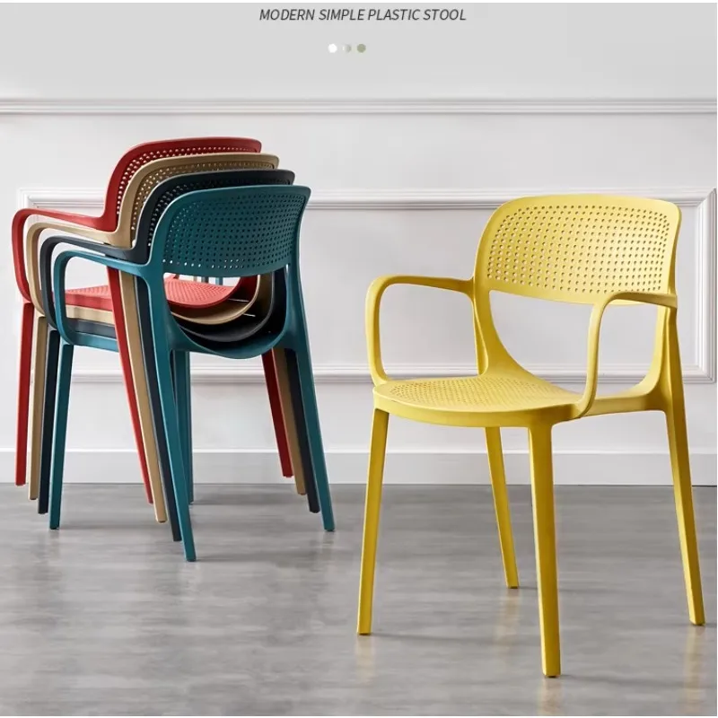 Cheap Price Stackable Armrest Cafe Chair Different Colors PP Plastic Outdoor Indoor Dining Chairs