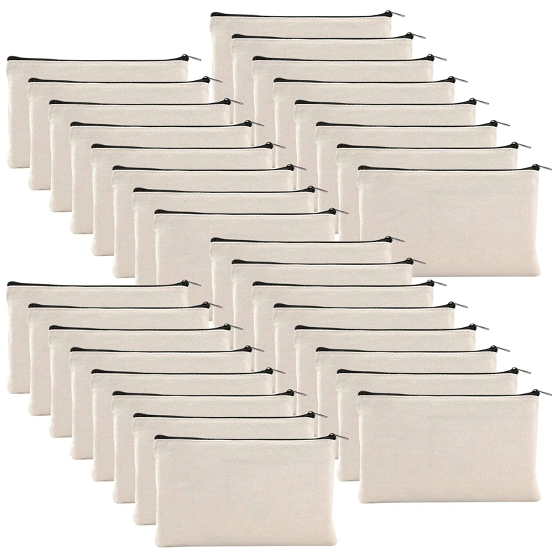 

32Pcs Canvas Zipper Bag Pencil Case Cosmetic Bag Blank Bag DIY Craft Bag Cosmetic Bag Cosmetic Bag DIY Craft School