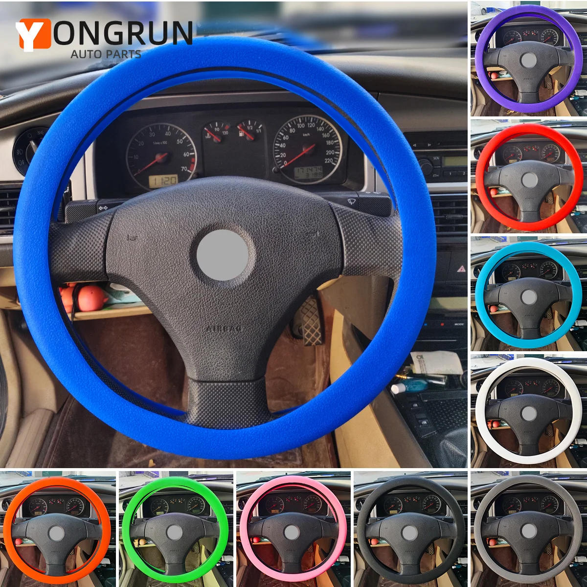 Automotive Steering Wheel Cover Silicone Protective Cover Automotive Decorative Steering Wheel Soft Multi Color