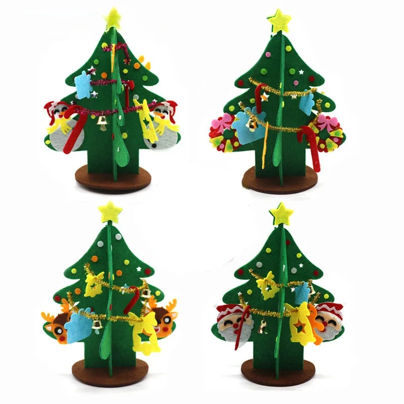 3D DIY Felt Christmas Tree Kids Toys For Children Kindergarten Crafts Snowman Educational Toys Decoration Gifts For Children