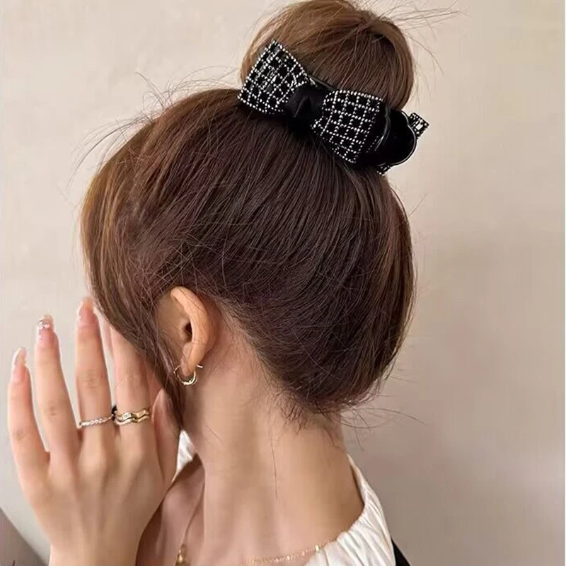 

2023 New Retro Rhinestone Bow Hairpins Women Luxury Pearl Black Hair Clips Hairgrips Barrettes For Women Party Hair Accessories