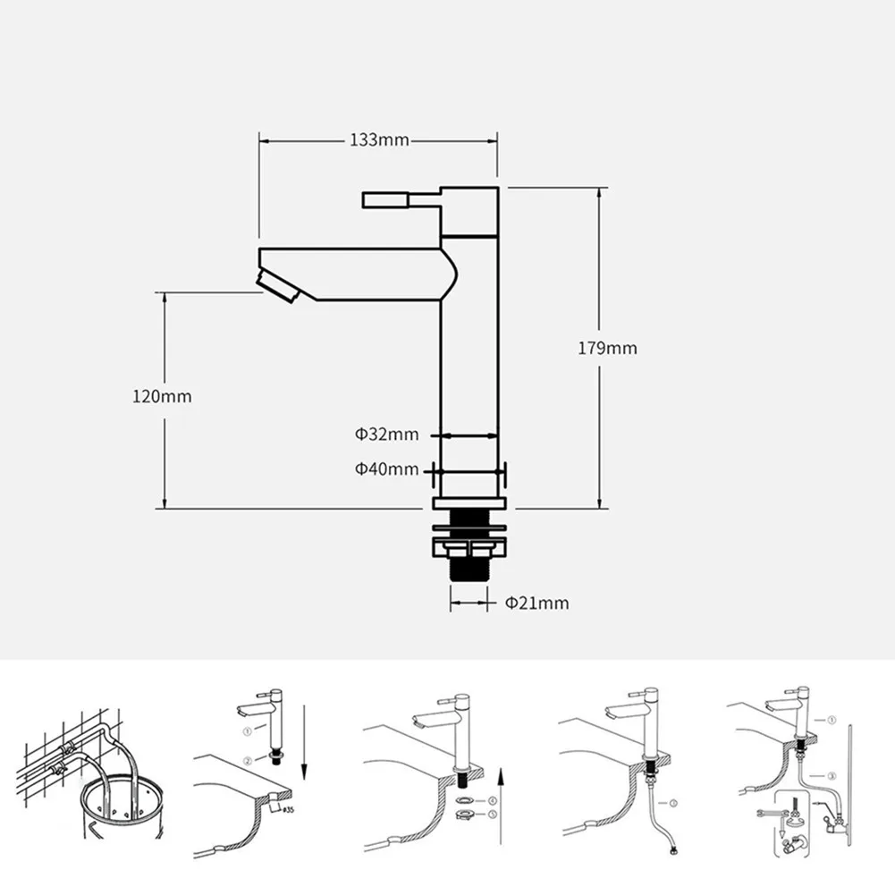 

Black Kitchen Sink Faucet Stainless Steel Washbasin Faucets Water Tap For Kitchen Bathroom Basin Cold Matte Sink