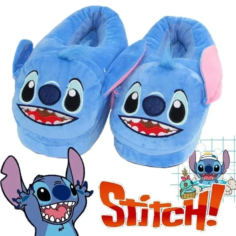 Stitch Disney Cotton Slipper Anime Cartoon Winter Warm Indoor Shoes Toys Plush Stuffed Home Slippers Woman Girl Christmas Gifts