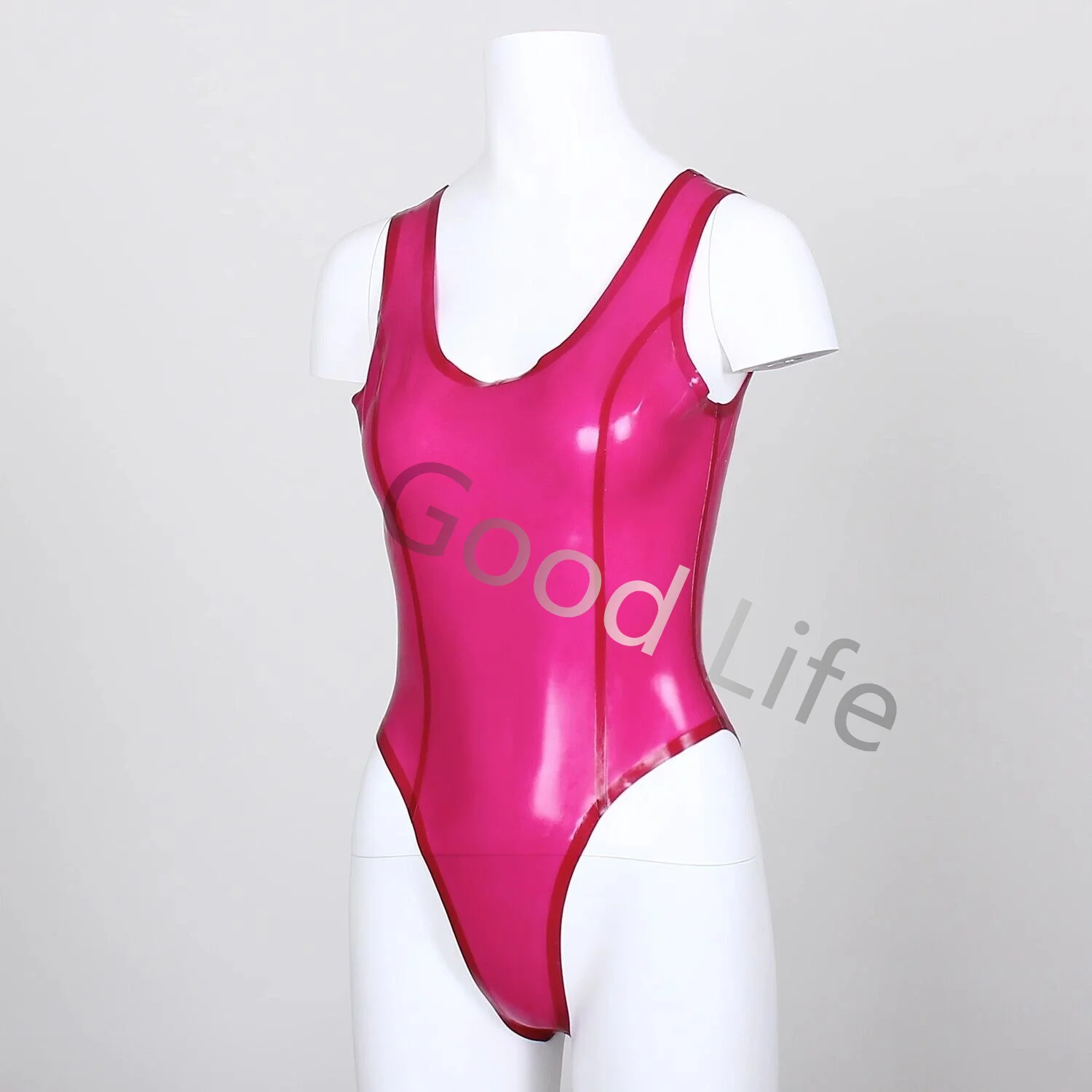 

Латексный купальник catsuit, латексное боди с высоким вырезом, открытая спина, без молнии, пляжная одежда 0,4 мм