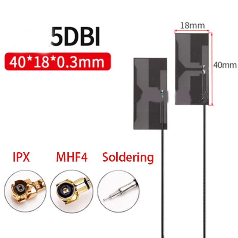 Antenna WiFi FPC Morbida 2.4G 5dBi &ndash; Set 5 Pezzi Per PC E Bluetooth &ndash; IPEX