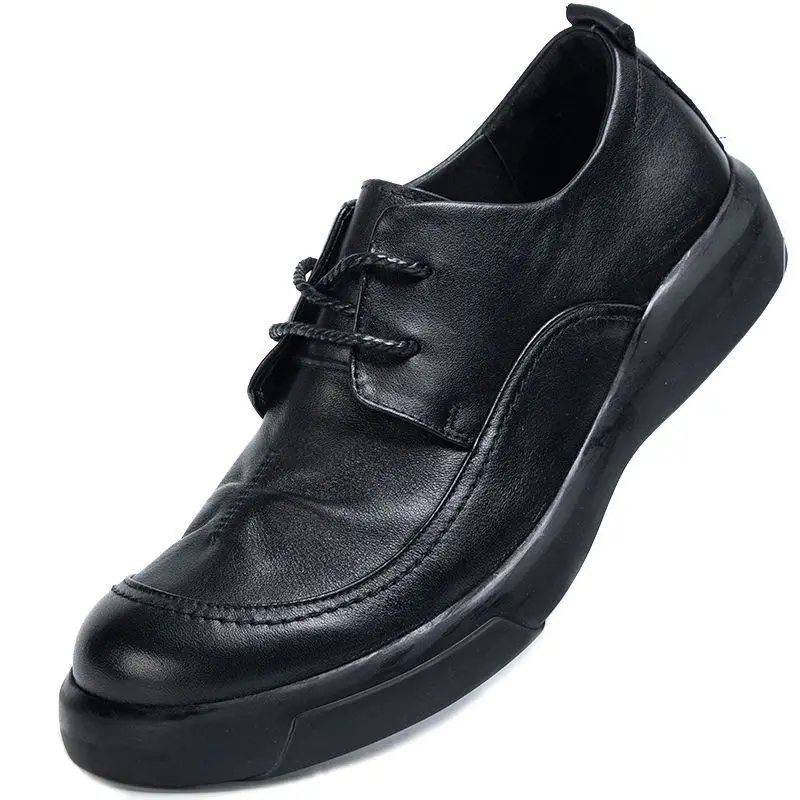 

Soft Leather Mens Casual Business Shoes Luxury Genuine Leather Comfortable Elegant Trend Black Daily Work Social Sneakers Man