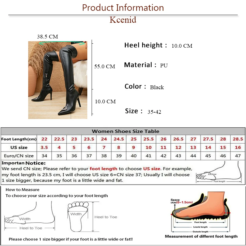Kcenid 2024 Winter Stiletto Heels Shoes Fashion Rhinestone Pointed Toe Over The Knee Boots Women Stretch High Heels Long Boots