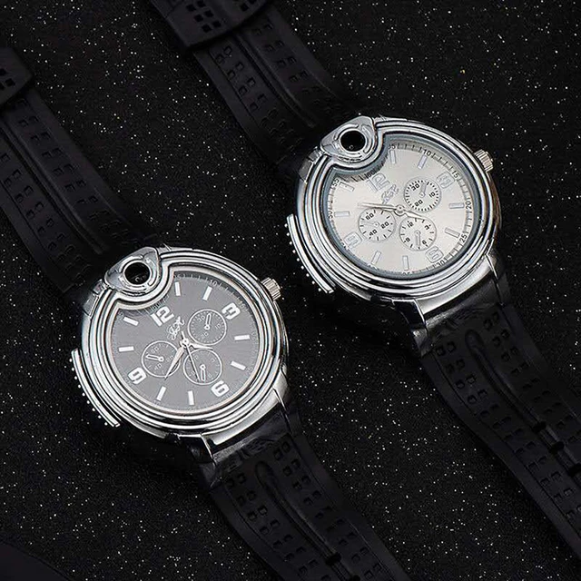 Creative New Watch Inflatable Lighter Metal Cwj Pwm Gas Electronic Open Flame Lighter Watch Lighter 5