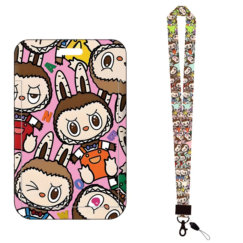 Kawaii Labubu Cartoon Card Holder – Cute Anime Credit Card Case with Lanyard & Keychain for Kids, Students & Adults 2