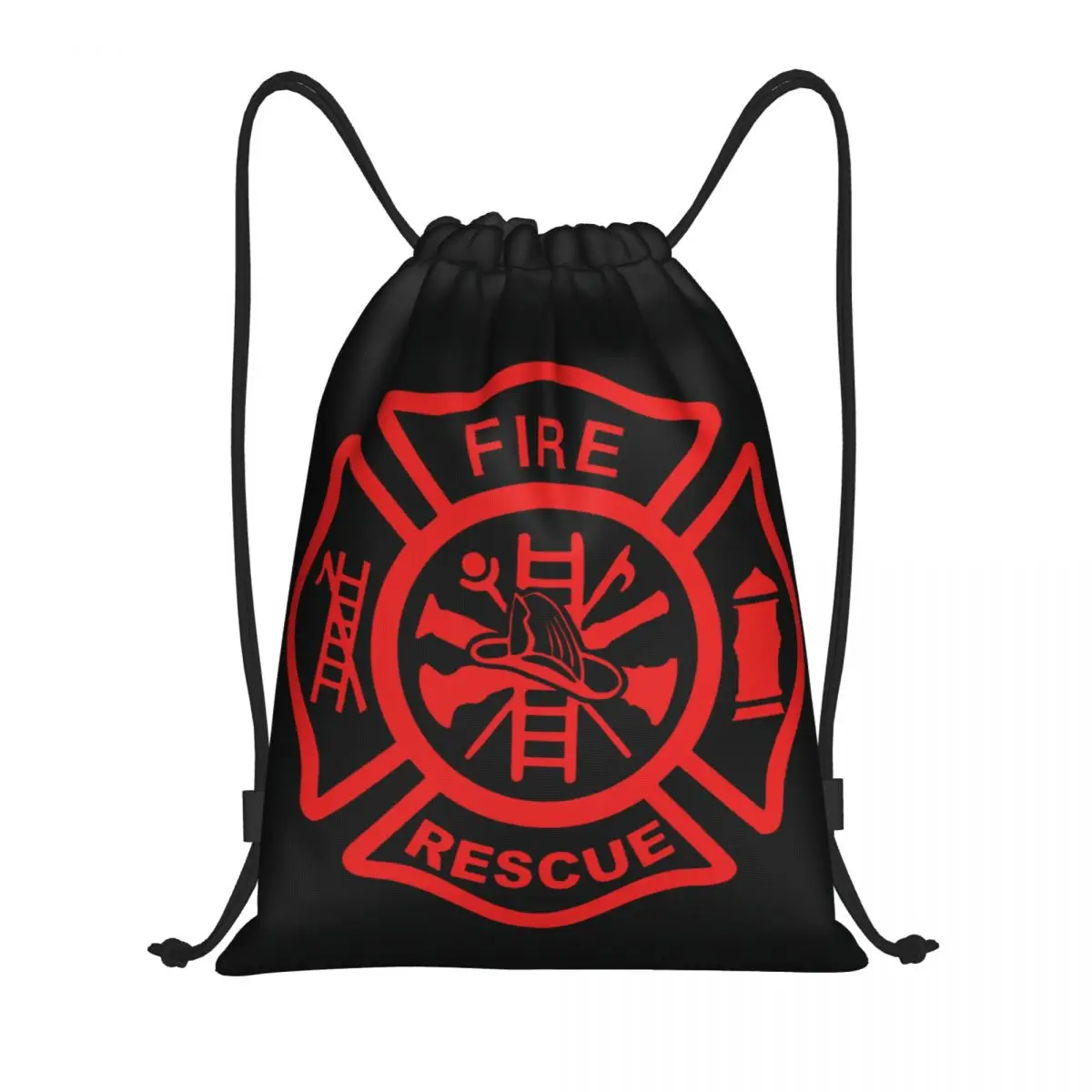 

Fire Rescue Firefighter Drawstring Backpack Sports Gym Bag for Women Men Training Sackpack