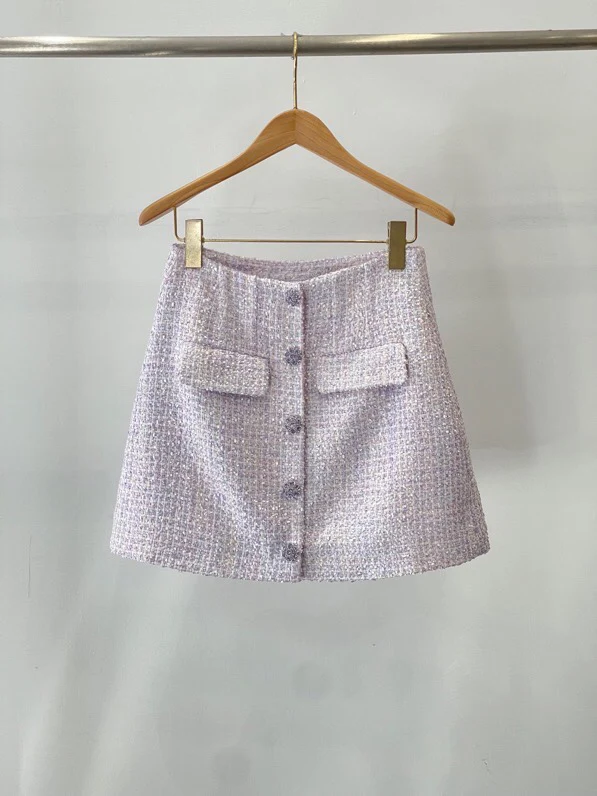 

2023 Spring and summer lilac purple girl wind high waist A pendulum all skirt