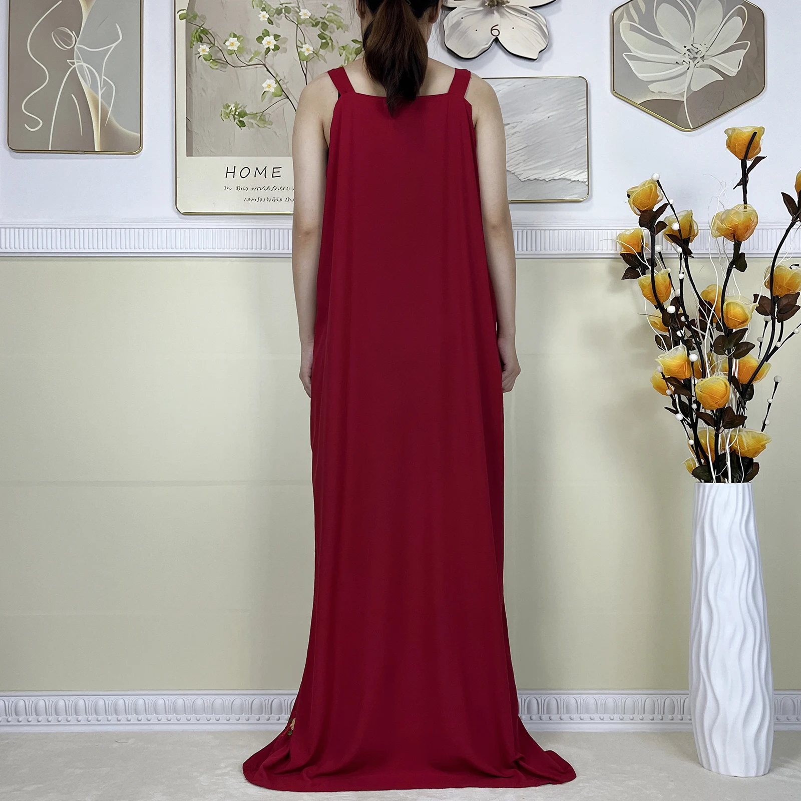 New Dubai Party Women Summer Sleeveless Dress With Big Scarf Cotton Embroidery African Lady Elegant Maxi Islam Casual Vestidos