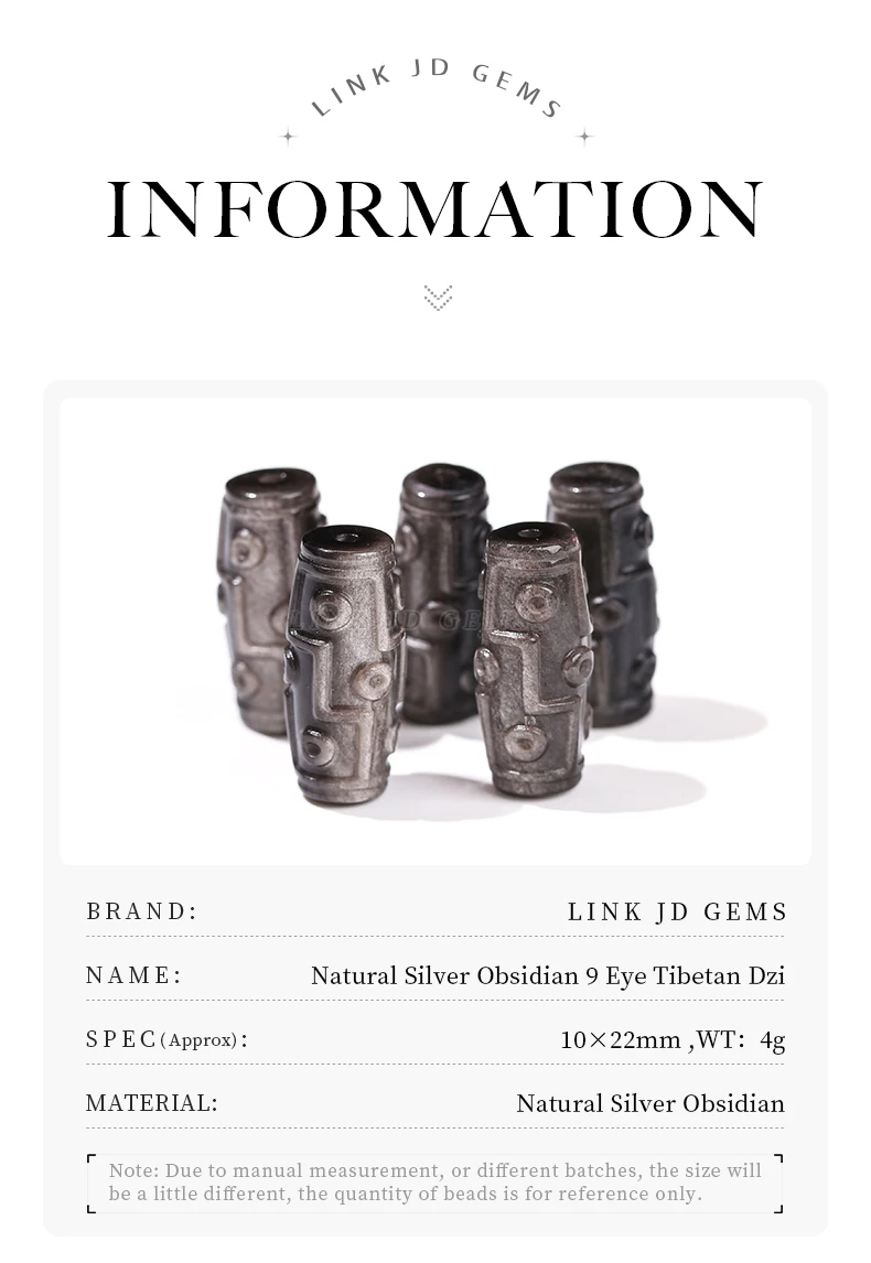 1 Stück natürlicher silberner Obsidian-Stein, geschnitzt, 9 Augen, tibetische Dzi-Perle für Schmuckherstellung, DIY-Halskette, Armband, Zubehör, Anhänger – Detail 3