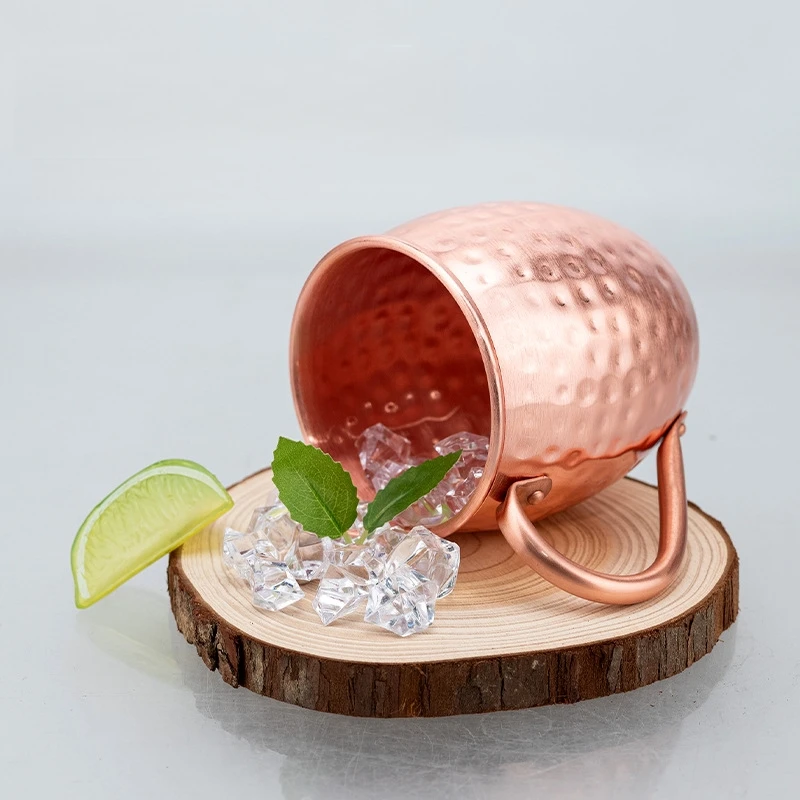 Handcrafted 500ml Pure Copper Moscow Mule Tumbler with Barrel Grip - Vintage Drinkware for Bar, Home, or Party Gift