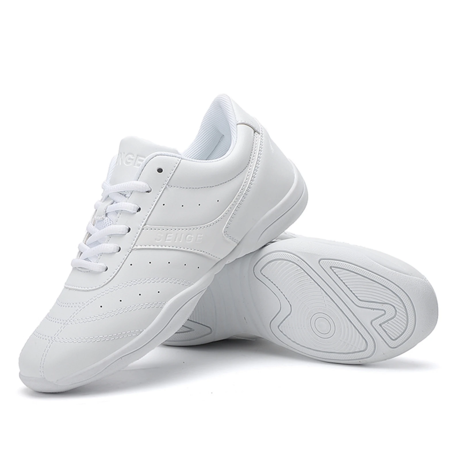 Marwoo SG01 lightweight white soft sports dance shoes, fitness aerobics cheerleading shoes, competitive training women's shoes