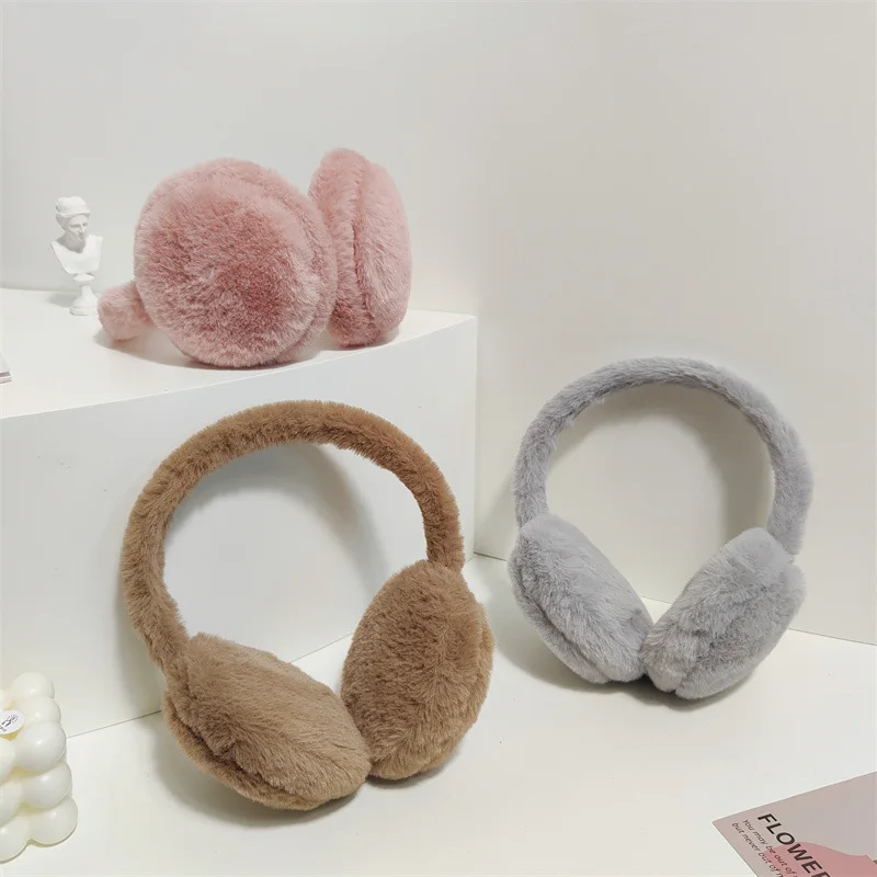 Winter new ear muffs simple versatile plush solid color ear warmer anti-cold warm protection men and women