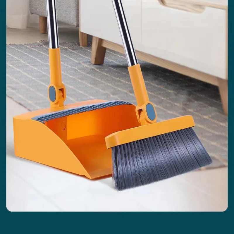 Folding Broom Dustpan Floor Brush Set Indoor Non-stick Hair Long Handle Broom With Stand Up Dustpan Combo Set Household Tool New 3