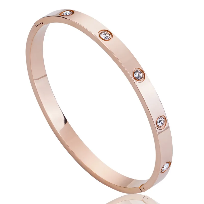 Stainless Steel Bracelet Couple Bangle Cubic Zirconia Jewelry Gift For Men