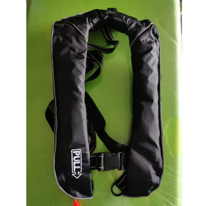 Automatic Black Inflatable Life Jacket, 150N PFD, Professional Marine Life Vest for Canoe, SOLAS Approved, EN396 Certified