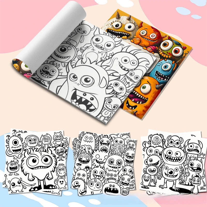 Adults with Simple Decompression Cute Doodle Little Monster Coloring Book Perfect Gift for Parties and Birthdays 2