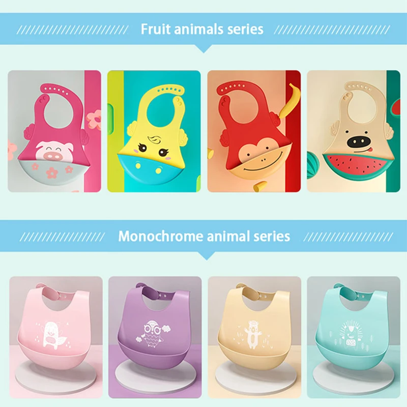 Silicone Baby Bib Waterproof Kids Boy Girl Feeding Stuff Adjustable Feeding Apron Food Grade Cartoon Burp Scarf Toddler Burp Bib for baby bib,feeding bib,silicone bib,silicone feeding bib